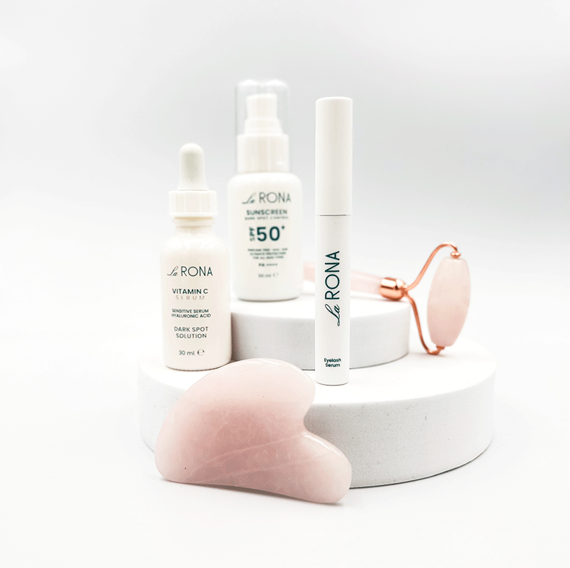 La Rona Wimpern Serum & Vitamin C & Sonnencreme + LaSante Gua Sha Set